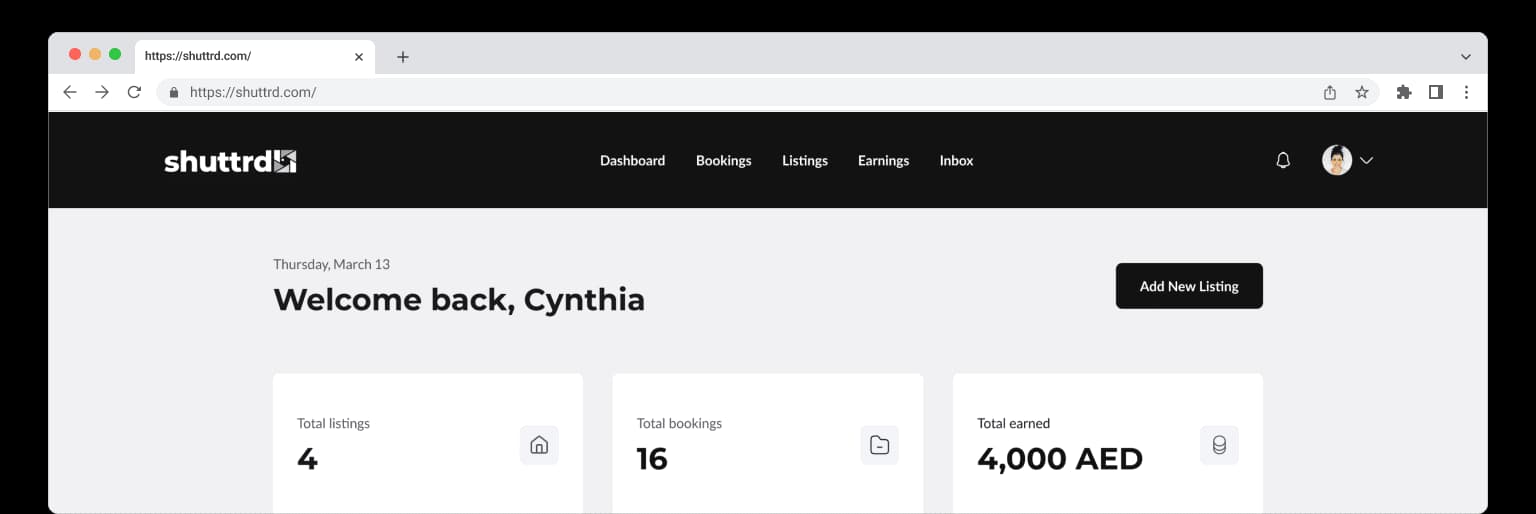 Shuttrd dashboard preview